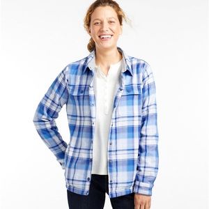 L.L.Bean Fleece-Lined Flannel Shirt, Snap-Front in Bright Capri